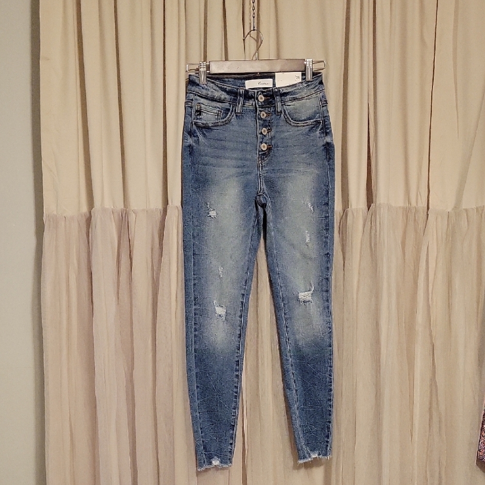 KanCan High Rise Button-Up Light Blue Jeans